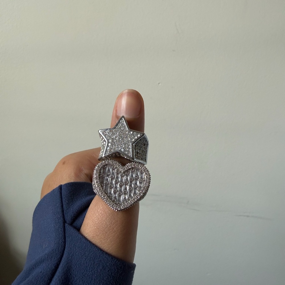 Silver Star and Heart Ring Set